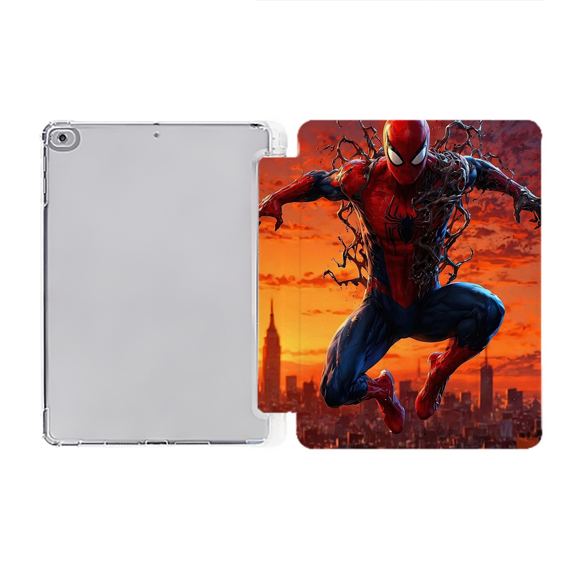 （画像用） Spider Man スパイダーマン IPad ケース ペン収納付き 三つ折りスタンド PUレザー×シリコン 対応機種9.5/10.5/10.9インチ